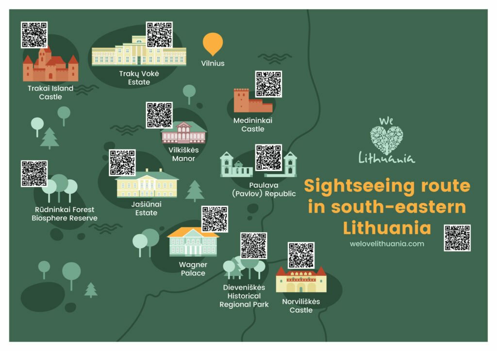 Sightseeing route in south-eastern Lithuania